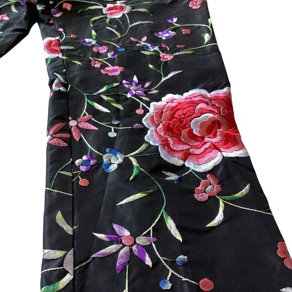 VTG Fiori Di Zucca Silk Embroidered Pants - Medium Italian Floral Y2K Castlecore - Picture 12 of 14